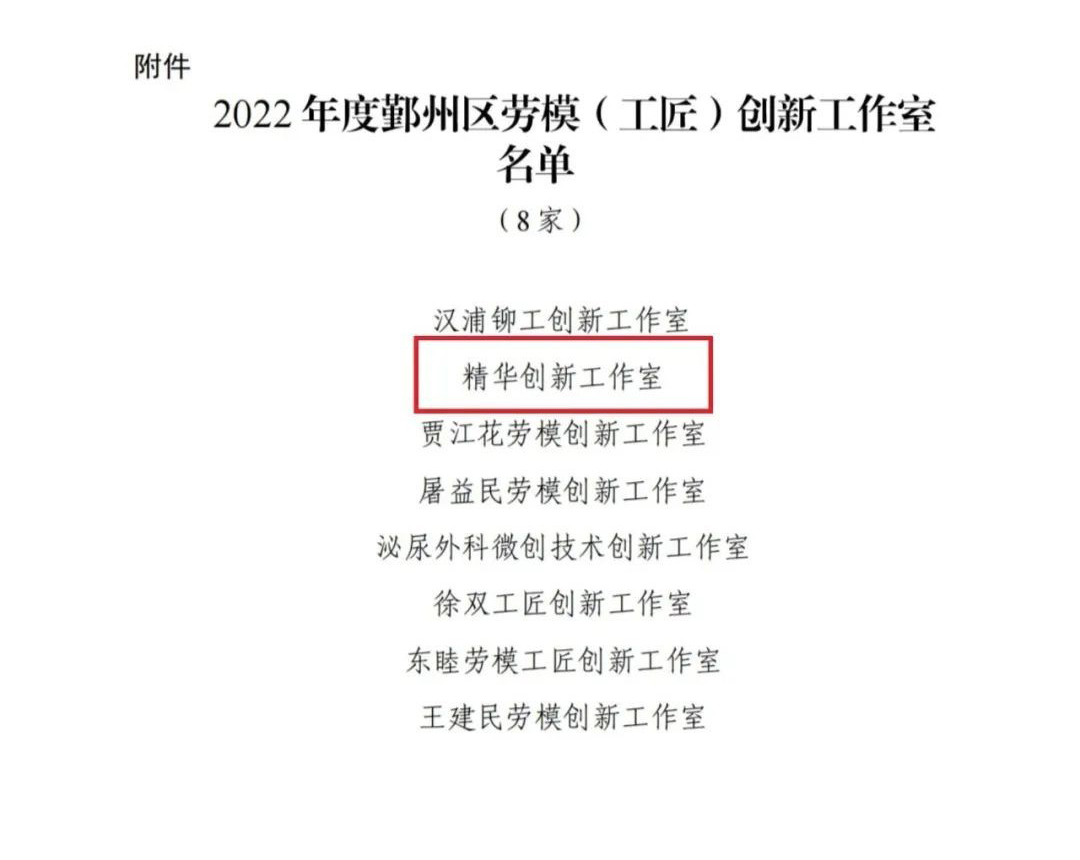 熱烈祝賀我司榮獲2022年(nián)度鄞州區“精華創新工作室”稱号(圖2)